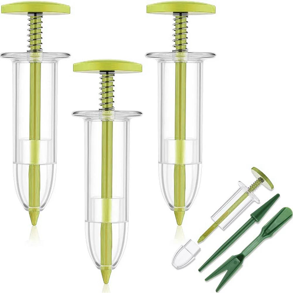 1-6Pcs Mini Sowing Seed Dispenser 5 Different Settings Plant Seed Sower With 2 Transplanting Tools Home Garden Seeding Dispenser
