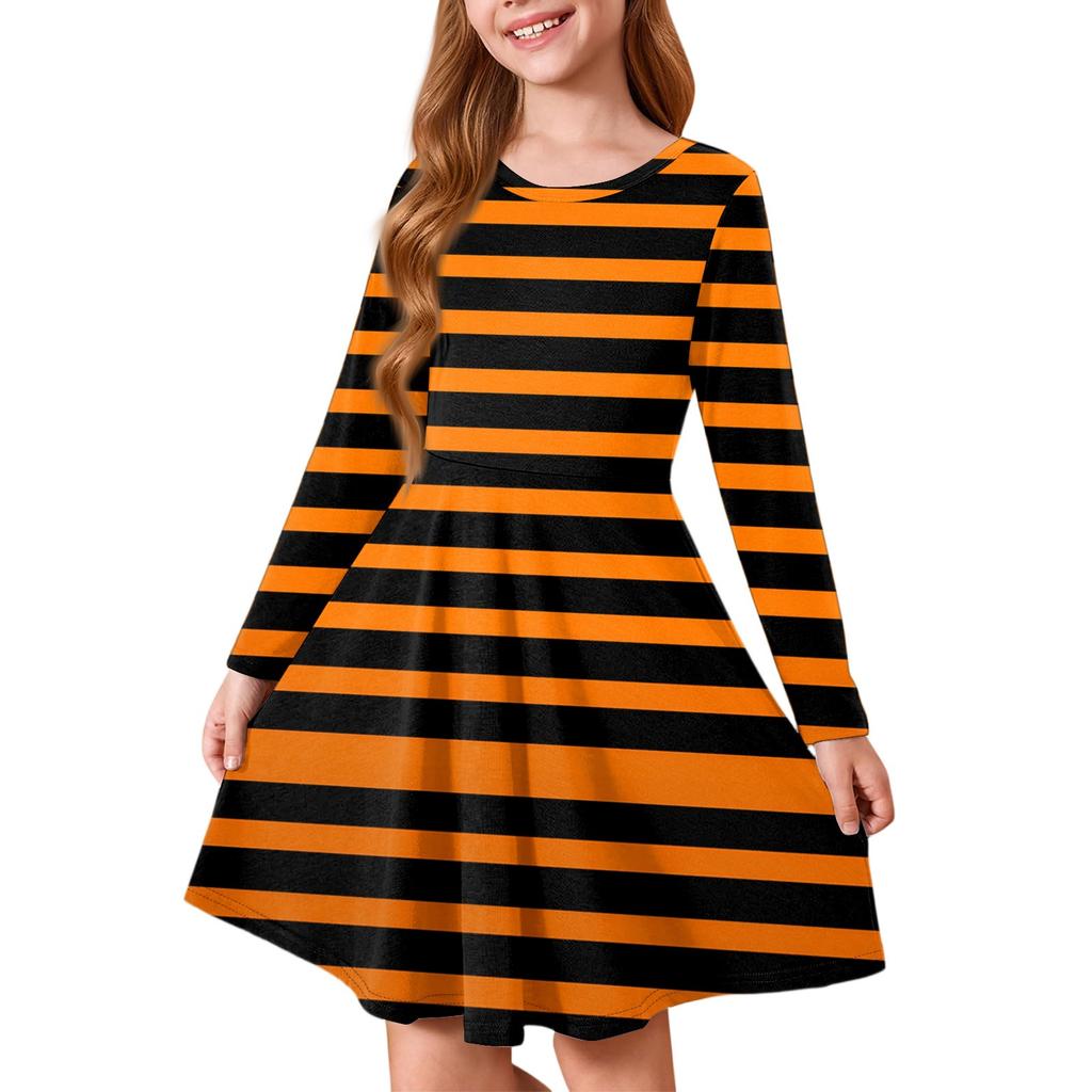 Jenters Sommer Prinsessekjole Halloween Dag- Langermet A-linje T-skjortekjole