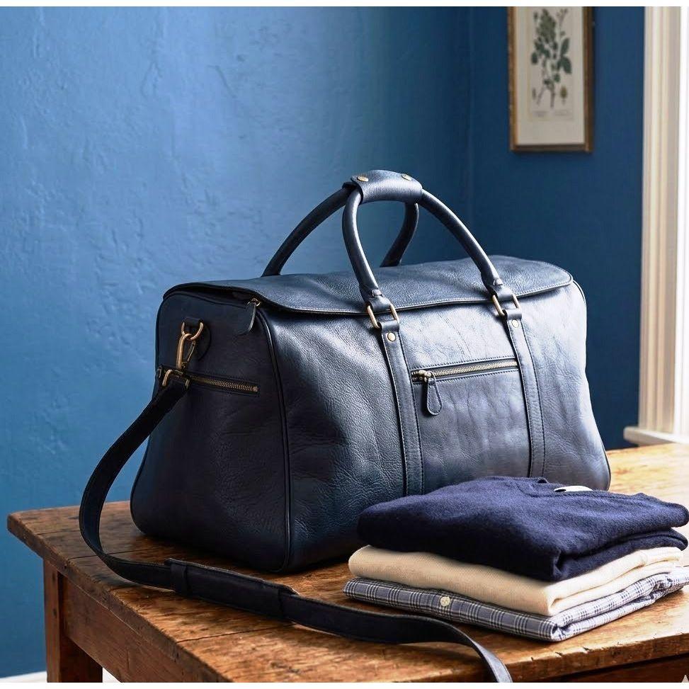 Black Leather Duffle Bag: Large Travel Carry-on