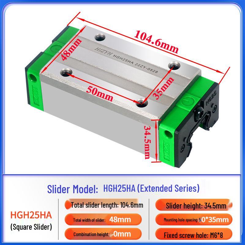 HGH20HA/HGH25HA/HGH30HA Self-Aligning Square Linear Guide Rail Slider