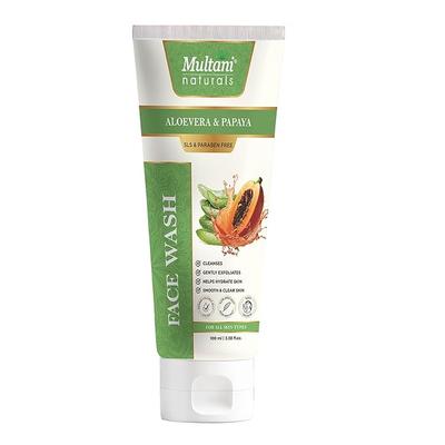 Multani Naturals Aloe Vera & Papaya Face Wash 100 Ml Pack Of 1 Herbal Gentle Cleanser For Hydration Unisex Skincare