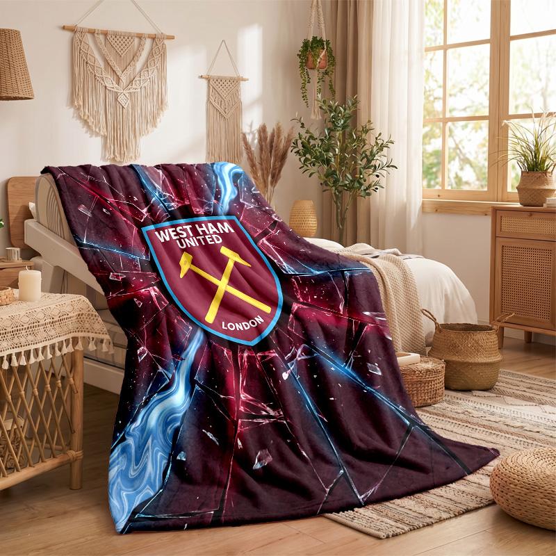 West Ham United Football Print Flannel Blanket Soft Warm Sofa Bed Throw Blanket For Home Office Bedroom