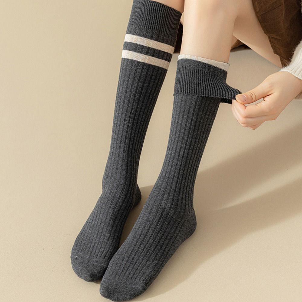 Solid Color Middle Tube Socks JK Women Stockings Elastic Female Hosiery Ladies