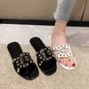 Slippers female outer wear 2025 summer new outer wear versatile willow nails flat bottom Internet celebrity fairy style cool slippers female