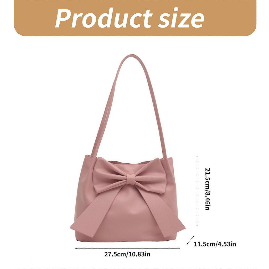 Stylish Bowknot Decorated Shoulder Bag Casual Handbag Large Capacity Top Handle Bags For Travel And Work Khaki