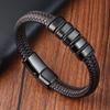 1Pc European and American Popular Men's Woven Leather Bracelet Leather Bracelet Business Fashion Bracelet Personalized Simple Bracelet Jewelry
