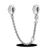 Silver Clasp 925 Silver CZ Pave Clip Charms Daisy Beads Stopper Safety Chain Fit Original Bangle Bracelet Jewelry Clip