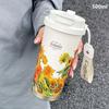 Stainless Steel Thermos Mug 5D Printing Flower Portable Dual-Drink Insulated Coffee Cup for Camping Gift Daily Use