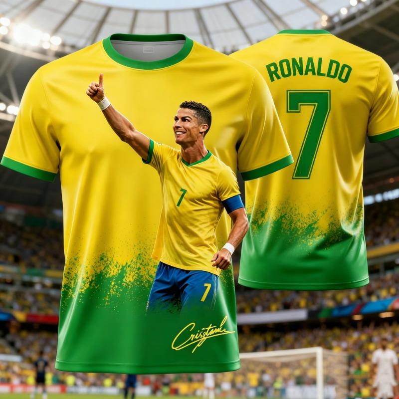 2026 Ronaldo 7 Maglia da Calcio Stile AI ChatGPT per Adulti e Bambini Edizione Fan Top da Allenamento Estivi Abbigliamento Sportivo Comodo