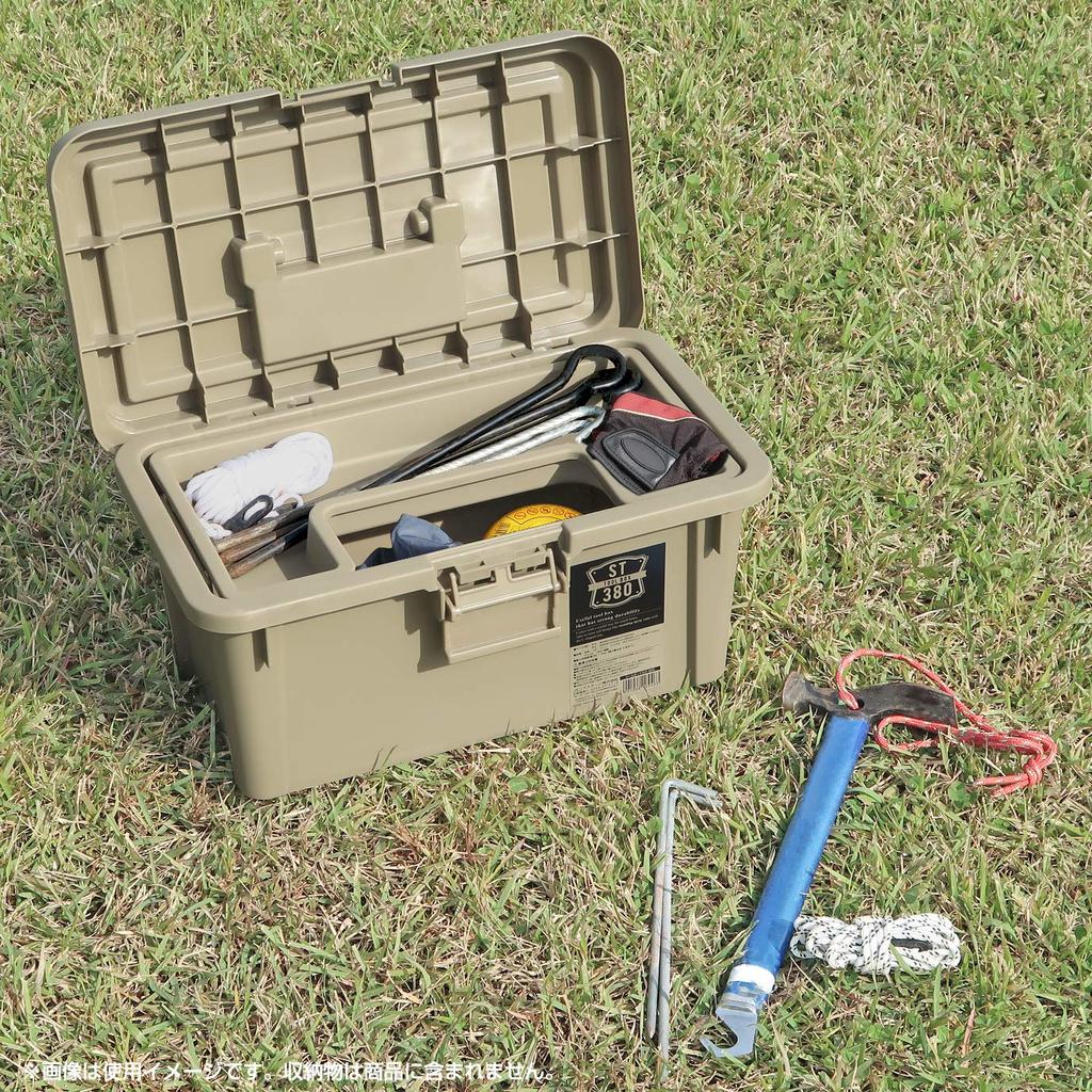 JEJ Astage S Series Toolbox Made In for Outdoor Storage and Sand 38cm Wide X 22cm Deep X 19cm High ST380S, Japan, Camping, Beige,