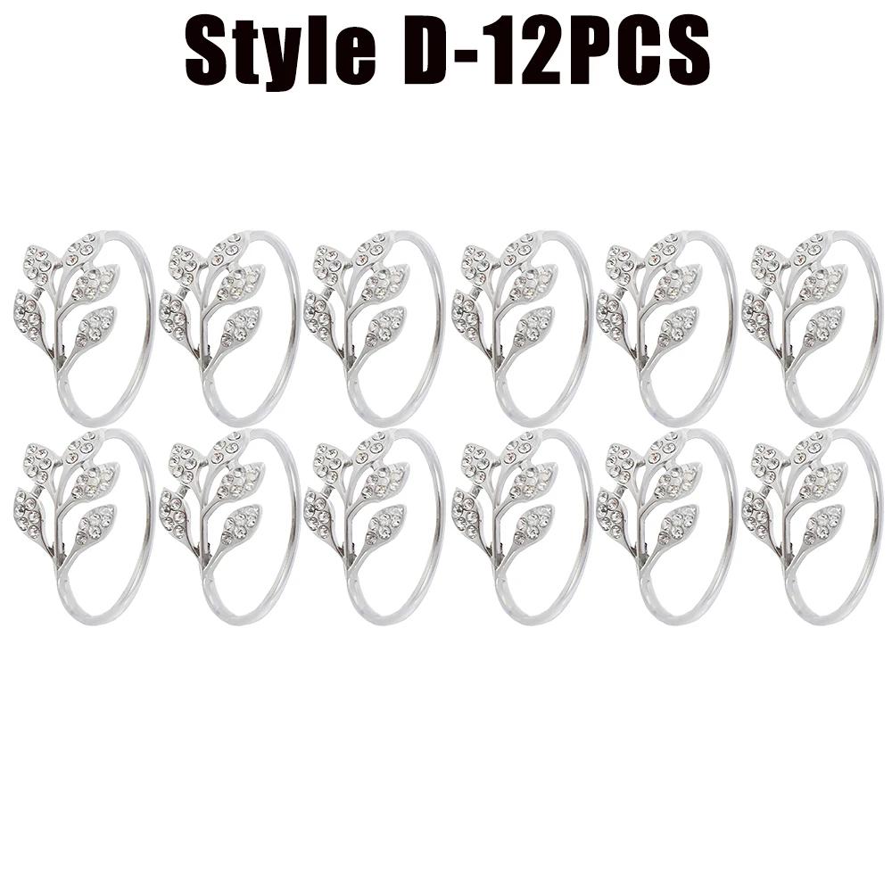 6-48PC High-End Metal Napkin Rings Diamond Pattern Leaf Motif Decorative Clips for Wedding Banquet Hotel Table Settings