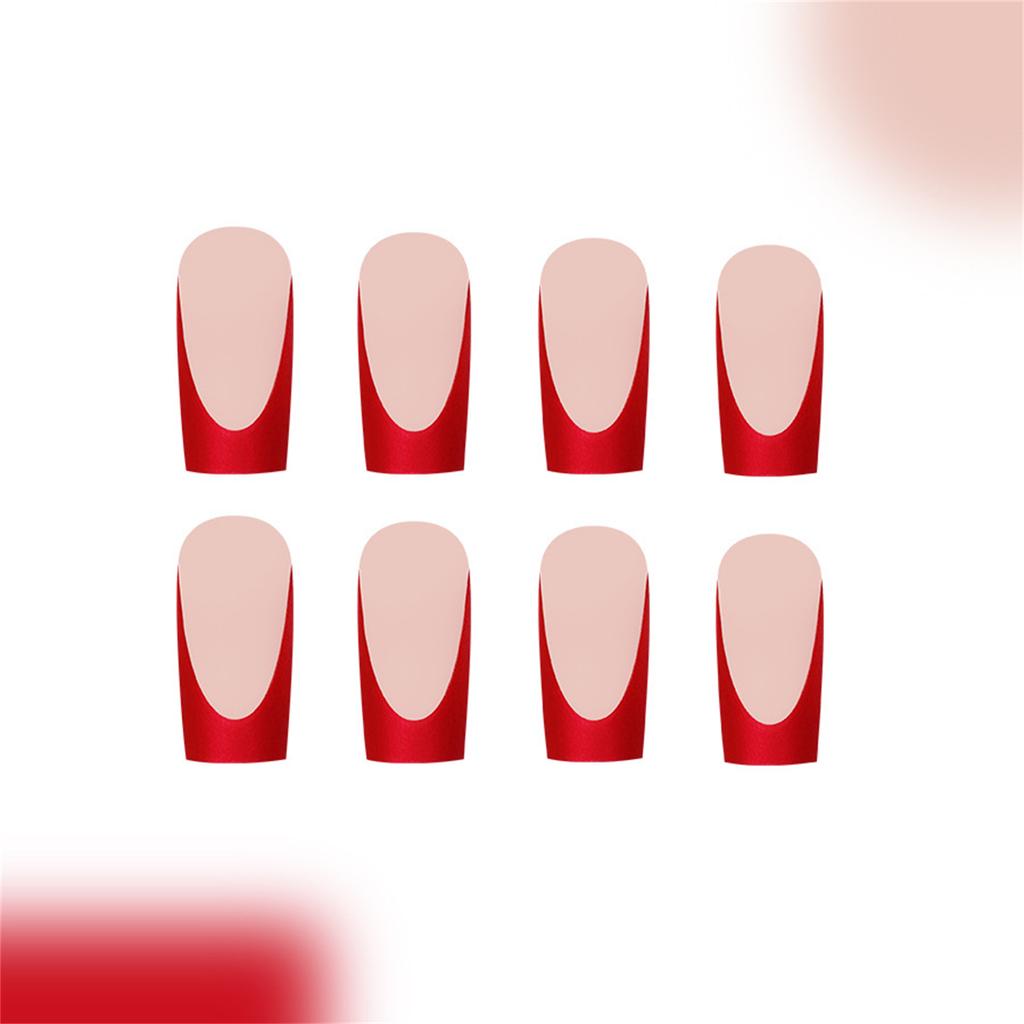 24x French Tip Full Cover False Nail Fashion Press On Nail Long Square Stick On Nail Glossy Acrylic Nail for Daily