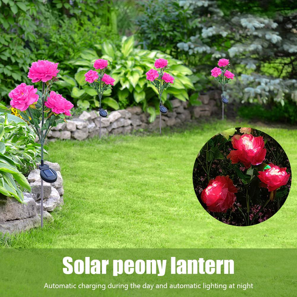LED Ground Light 3 Heads Simulation Flower Lawn Atmosphere Light for Home Garden