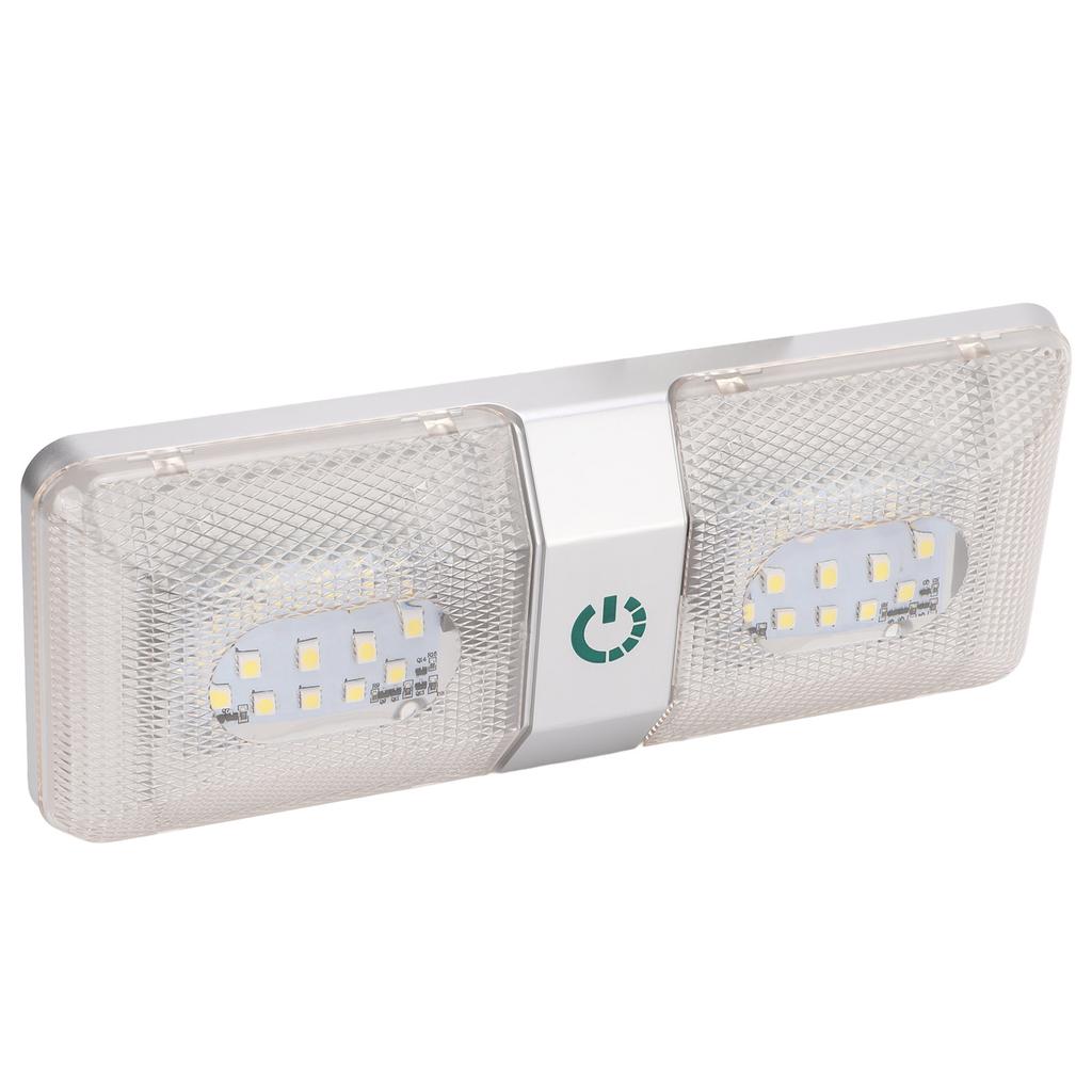 RV Ceiling Double Reading Light Touch Button Stepless 48 LEDs IP50 Waterproof Adjustable for Campers