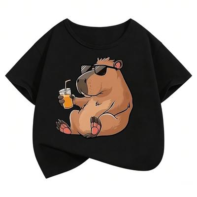 Süßes Capybara Kinder Sommerkleidung T-Shirt Tees 2026 Neues Cartoon Capibara Mode Kurzarm T-Shirt Kinder Jungen Kleidung