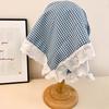 Driving Rural Style Headscarf Baseball Hat Plaid Cotton Triangle Headscarf Hat Soft Sunshade Scarf Peaked Cap Summer Outing
