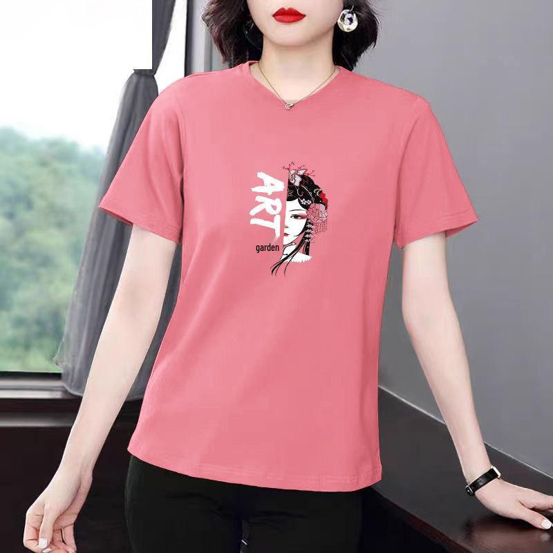 Women's Chinese Style Casual Loose Short-Sleeve T-Shirt - Summer Fashion, Age-Reducing, Plus Size, Versatile Top