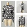 Women S Fashion Round Neck Long Sleeve Pullover Sweater Leopard Print