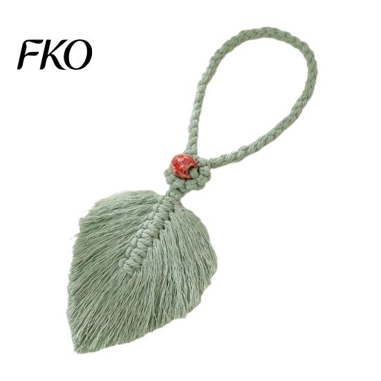 Hand-Knotted Curtain Strap Braided Leaf Tieback, Boho Cotton Rope Holder, Fringe Living Room Tieback Edge Knotted Draperies Holder for Bedroom