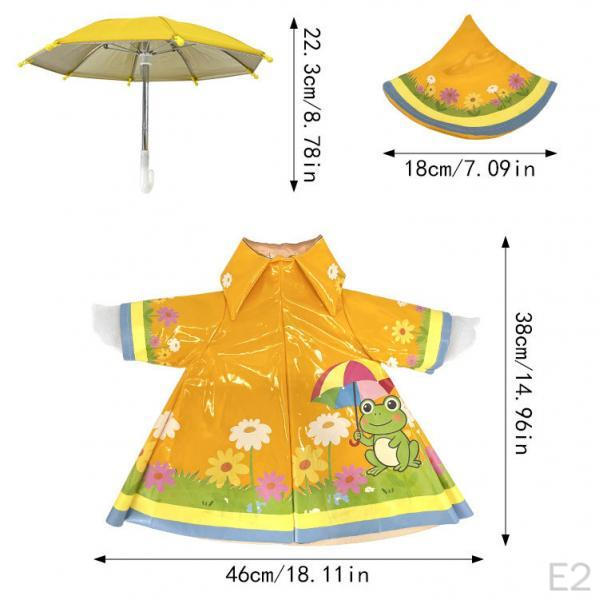 Porch Goose Outfit for 23" Cement Soft with Hat Costume Cute Yellow Umbrella Raincoat