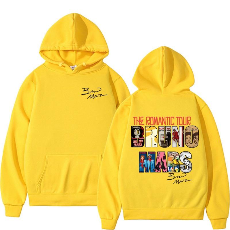 Bruno Mars The Romantic Tour Album Cover Sweatshirts Men's Clothes Fashion Oversized Hoodie Casual Fleece Bodywarmer Hooded