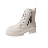 Fashion Women's Shoes 2024 Fashion Lace Up Zipper Women's Boots Autumn Round Toe Solid Platform Water Proof Fashion British Style Boots