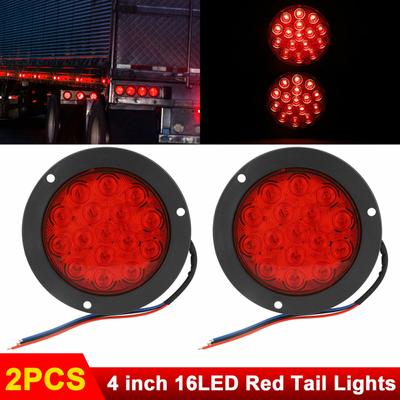1 Pair Of 16led 4 Inch Round Tail  Lights 10-30v Ip67 Waterproof Outstanding Brightness Truck