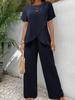 Cross-border 2026 European and American New Women's Clothing Fashion Casual Cross Large Size Irregular Summer Suit Wide-leg Pants Suit