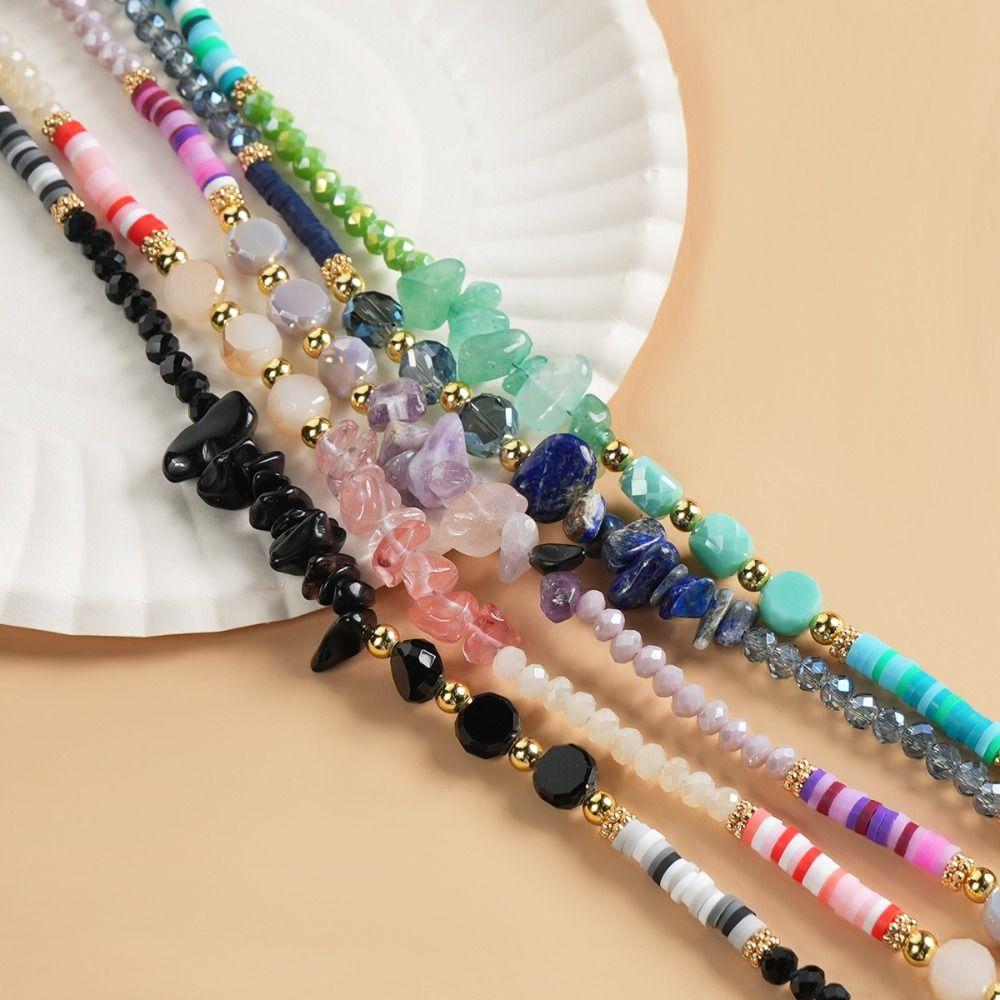 Crystal Eyeglass Holder Necklace Colorful Eyeglass Lanyard Beads Glasses Chain  Women Accessories