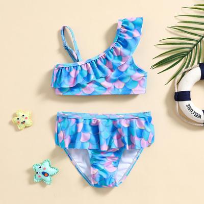 Set Costume da Bagno da Sirena da Ragazza Nuovo 2022: Costumi da bagno carini, ad asciugatura rapida, con protezione solare per bambini