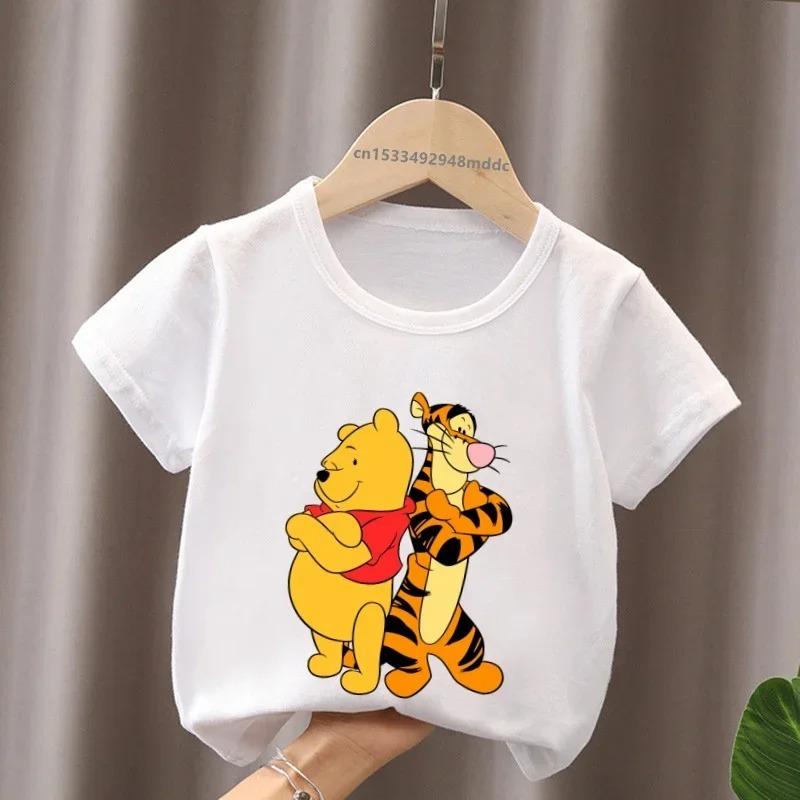 Hot Sale Winnie the Pooh Cute Bear Tigger Print Kids T-Shirts Girls Clothes Baby Boys Short Sleeve T Shirt Summer Children Tops