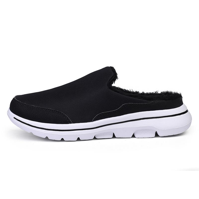 2025 Autumn/Winter Plus Size Furry Couple's Velvet Cotton Half Slippers - Warm, Casual Footwear for Men and Women