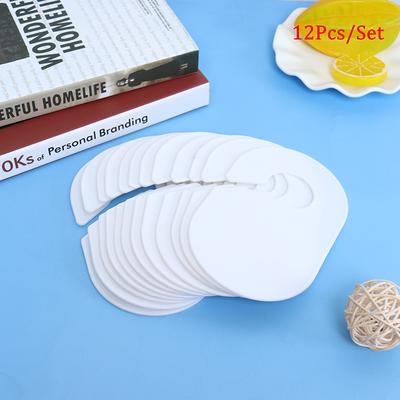 12Pcs White Clothing Size Dividers Plastic Clothe Marking Ring Size Tags Rack