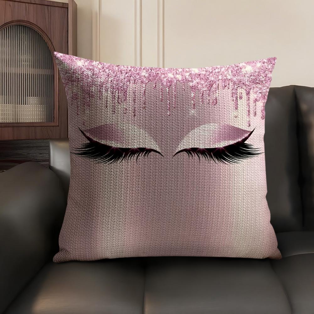 Abstract Painting Beauty Makeup Eyes Pillow Case Double-Sided Printing Short Plush Sofa Cushion Cover Bedroom Bedside Pillow