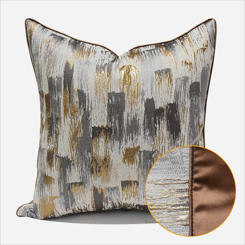 Geometrische Kissenhülle in Gold-Kaffee: Moderne luxuriöse abstrakte Kissenhülle für Sofa und Wohnzimmer