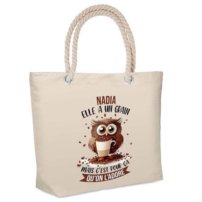 Sac de plage - PLANETEE - Nadia Chouette Grain - Coton - Grande contenance - Imprimé en France