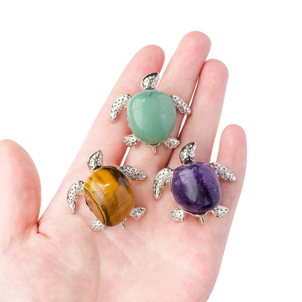 1pc Natural Crystal Tumbled Stone Turtle Jewelry Crystal Raw Stone Silvery  Home Office Decoration Holiday Gift rose quartz gift
