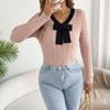 Women's Color Cable Knit Long Sleeve Sweater for Fall and Winter Casual