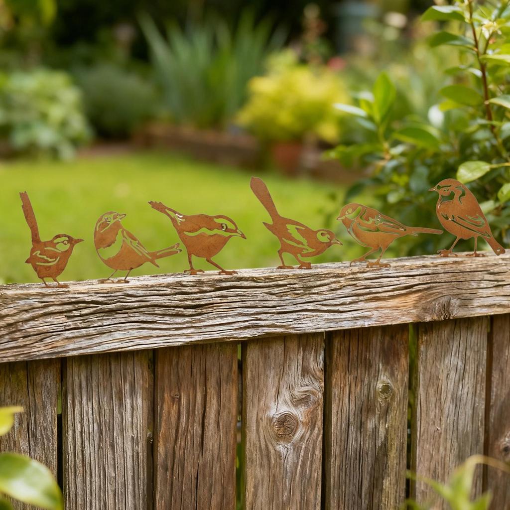 6 Pieces Rustic Metal Bird Decorations Outdoor Metal Bird Wall Crafts Metal Bird Craft Sculpture Ornaments For Garden Yard