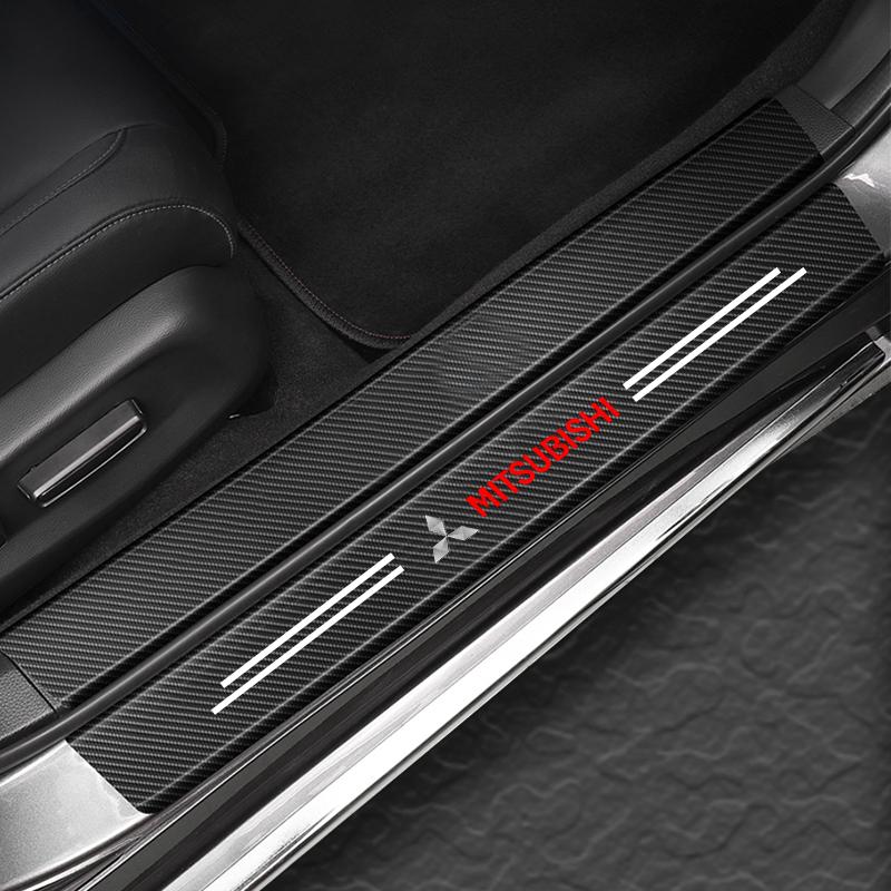 Carbon Fiber Leather Car Styling Door Trunk Threshold Protector Sticker For Mitsubishi Pajero Sport Outlander ASX Eclipse