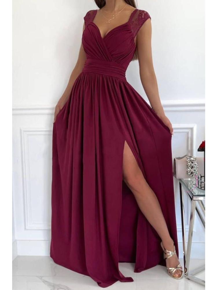 Sleeveless Lace Backless Slit Hem Women Dress Comfortable Lightweight High Recognition Elegant Style Slimming Flattering Fit