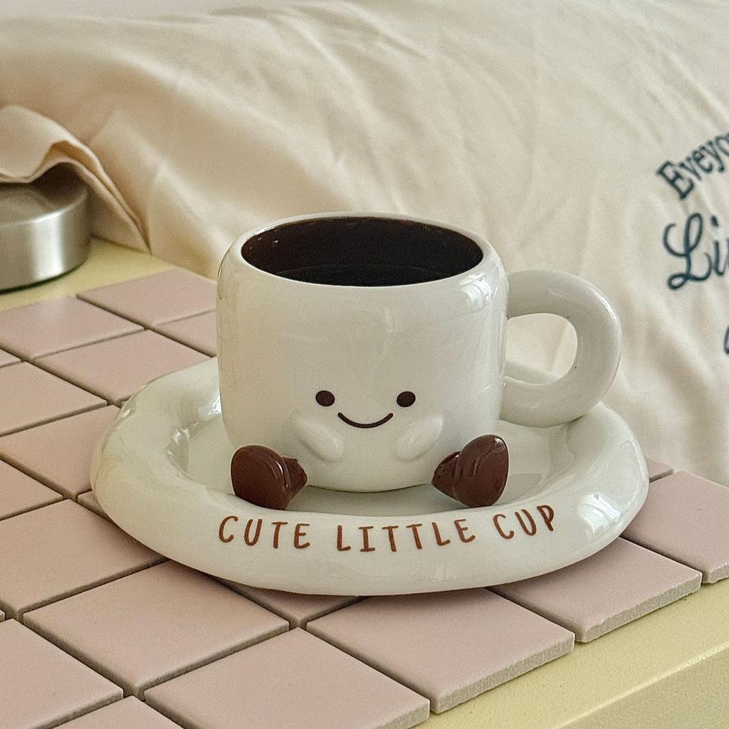 Hochwertiges Aussehen Keramiktassen Niedliche und Kreative Becher Keramik Wohnzimmer Wasserbecher Fuß Kaffeetassen und Untertassen