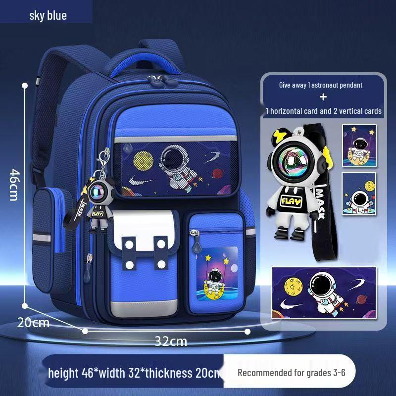 Astronaut Children's Ultralight Spine Protection School Backpack for Boys, Grades 1-6