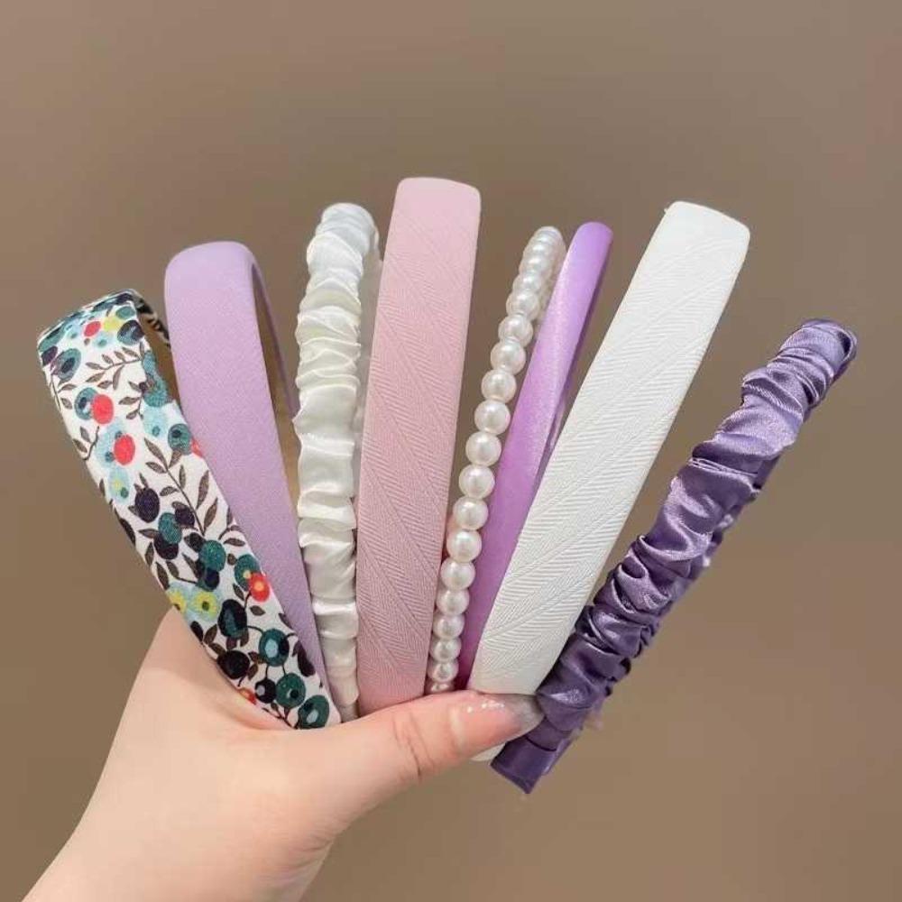 5/7Pcs Anti-slip Floral Plaid Hairband Sweet Cute Ladies Hair Accessories Use for Face Washing