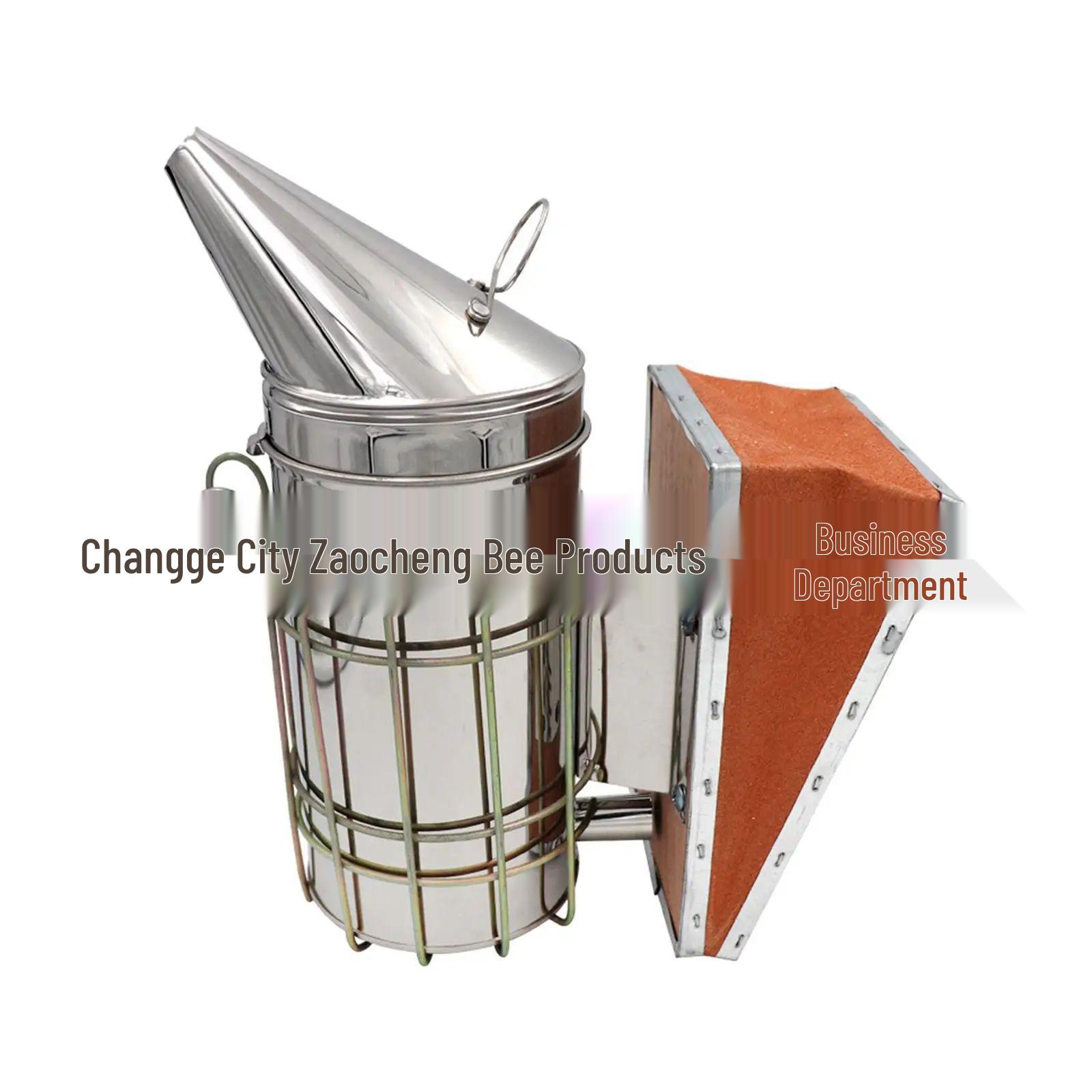 Stainless Steel Beekeeping Smoker with Red Leather Cover and Isolated Chamber