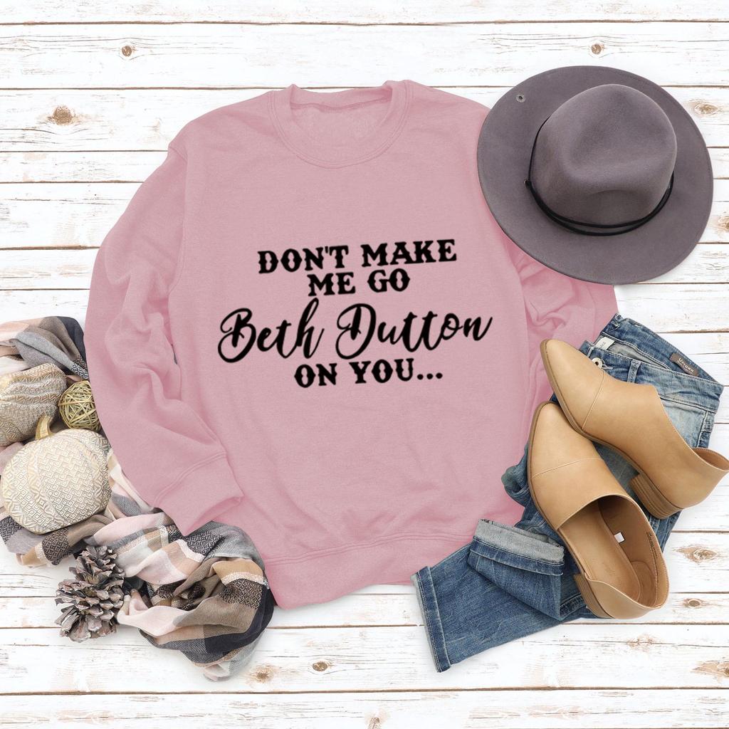 "Don't Make Me Go" European and American Long Sleeve Printed Pullover Top