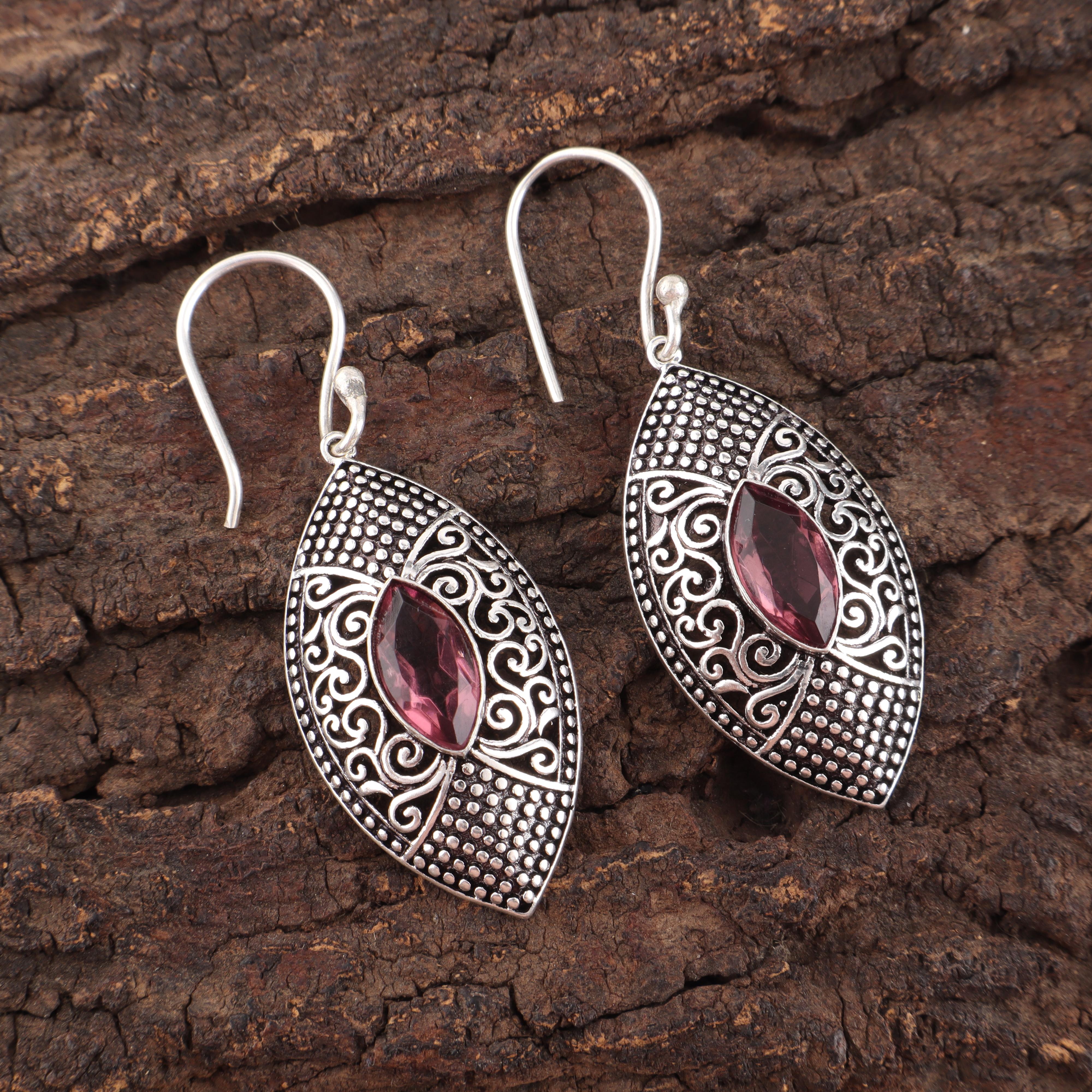 

Ювелирные изделия с родолитом, серьги из серебра ручной работы, серьги из цельного стерлингового серебра 925 пробы в подарок маме 2.15 Inches розовый