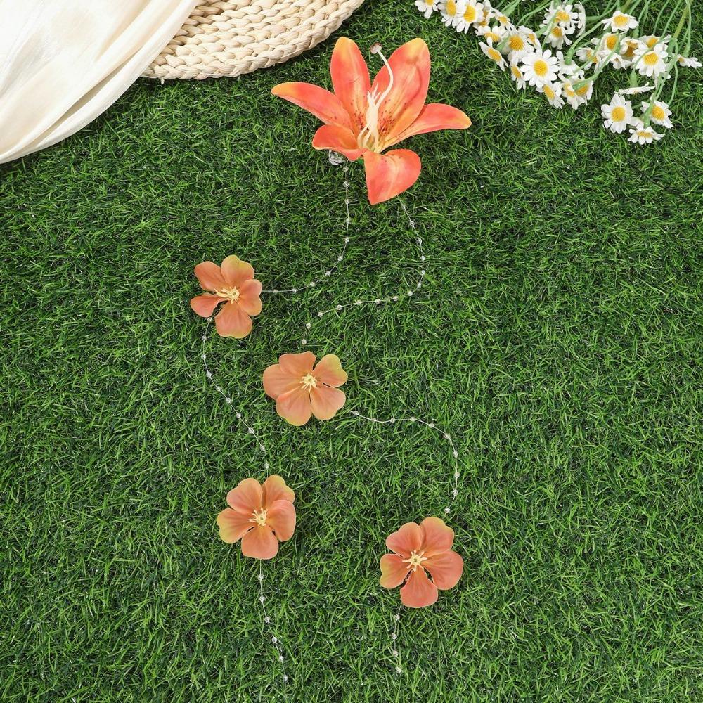 

Girl Sweet Long Tassel Duckbill Clips Fabric Petal Women Vintage Hairpin Lily Flower Hair Clip оранжевый