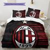 AC Mailand Fußballverein Muster Bettwäsche Bettdecken-Set Heimdekoration Geschenk (1 Bettbezug + 2 Kissenbezüge (ohne Füllung))