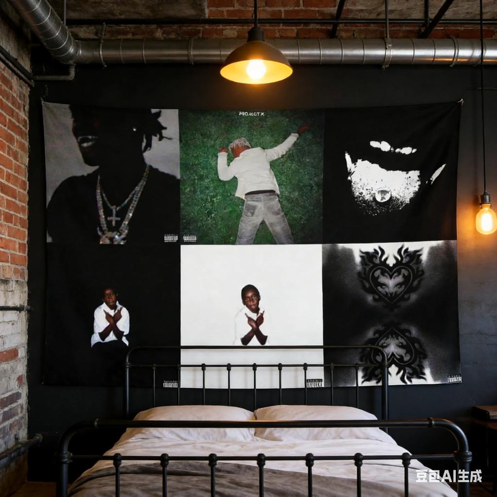 1pc Rap Music Album Cover Collage Tapestry Polyester 2D Print Wall Hanging for Bedroom Living Room Dorm Decor Music Lover Gift
